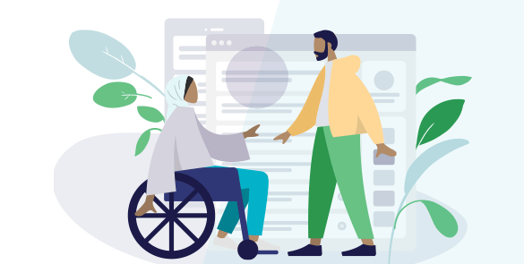 Illustration of two people talking